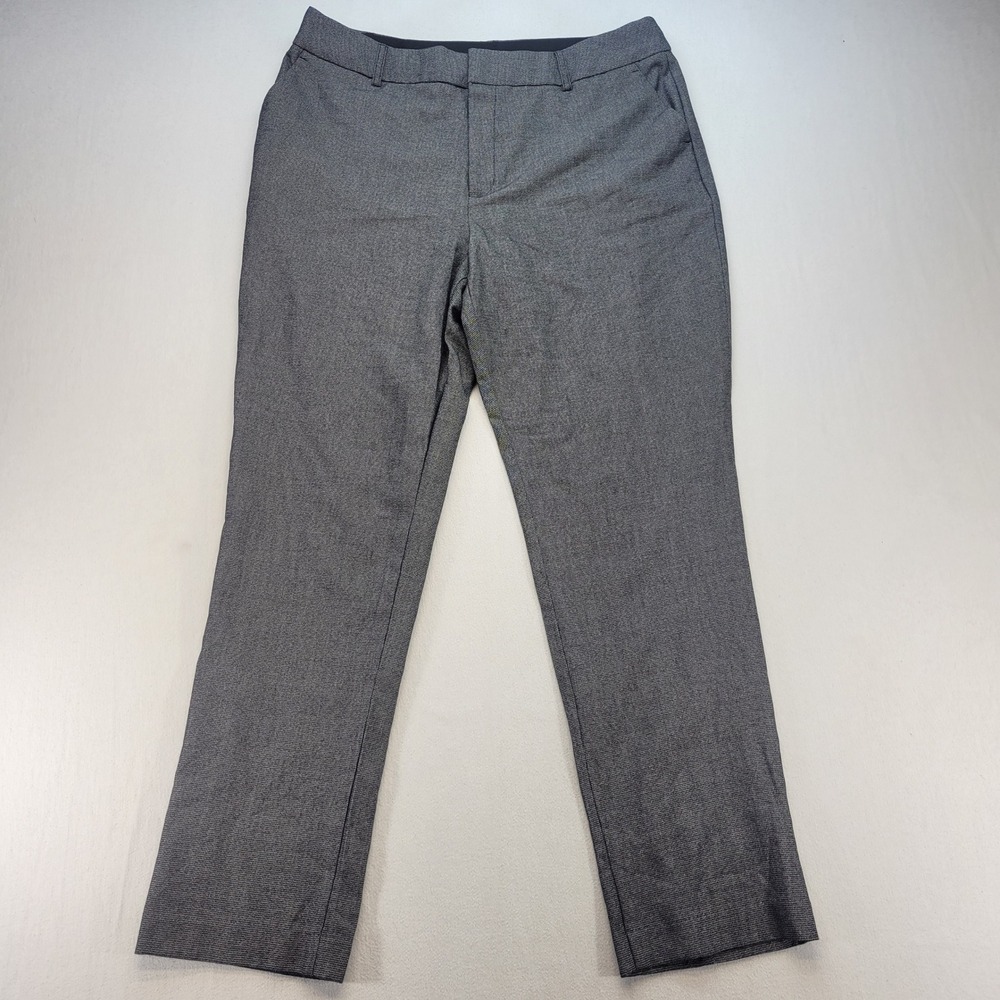 Nine West Dress Pants Womens 14 Black White Mid Rise Skinny Stretch Office